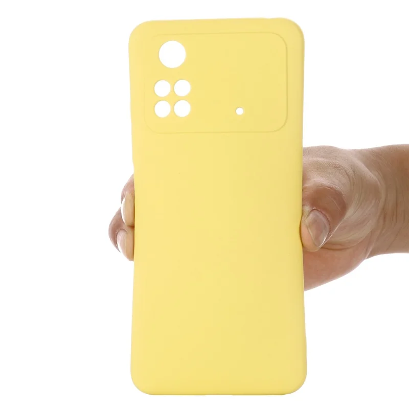 Para Xiaomi Poco M4 Pro 4G Skin Touch Liquid Silicone Case Soft Microfiber Lining Precise Cutouts Camera Protection Shockproof Phone Protector with Strap - Amarelo