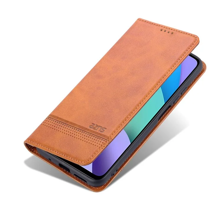 Azns Для Xiaomi Redmi 10C Магнитное Поглощение Кожа Кожа Flip Cover Tpu Bumper Swelet Stand Shock -resean Flip Case - Коричневый