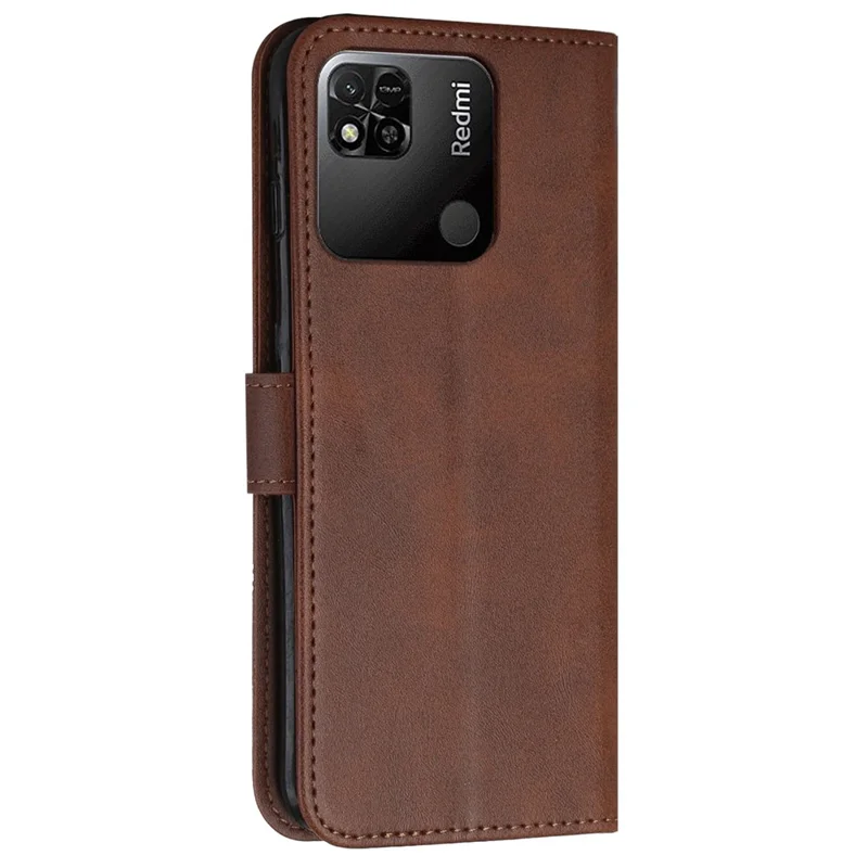 Für Xiaomi Redmi 10A/Poco C31/Redmi 9C Stitching PU Leder Schutzhülle Wallet Funktion Folio Ständer Schockdicht Mit Riemen - Braun