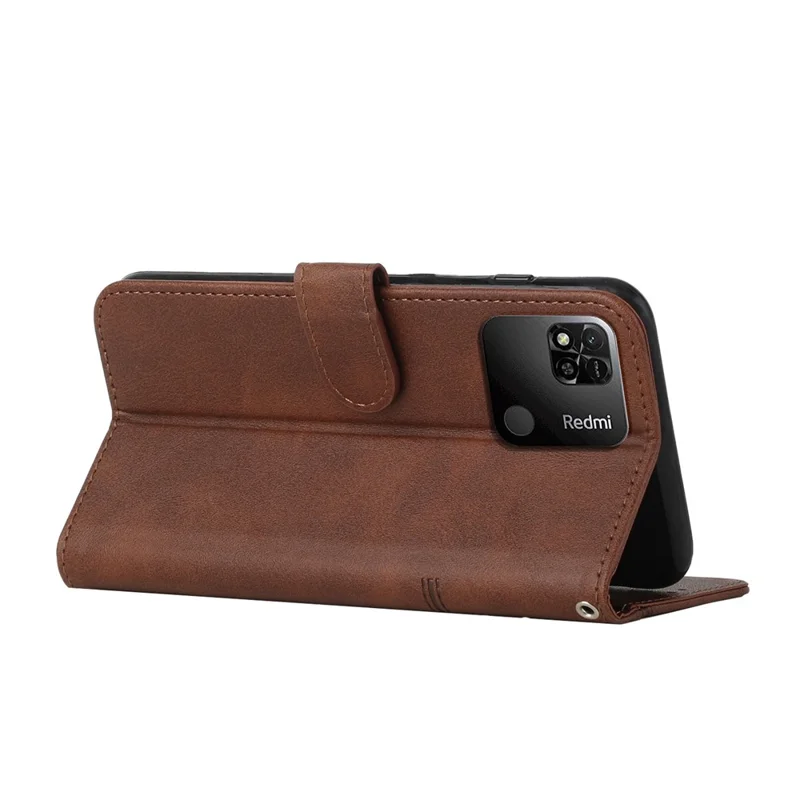 Für Xiaomi Redmi 10A/Poco C31/Redmi 9C Stitching PU Leder Schutzhülle Wallet Funktion Folio Ständer Schockdicht Mit Riemen - Braun