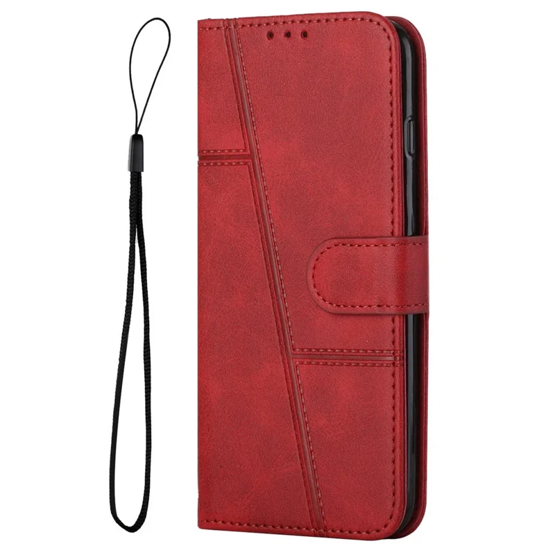 Para Xiaomi Redmi 10a/poco C31/Redmi 9C/9C NFC Cantce PU Caja Protectora de Cuero Función de Folio Cubierta a Prueba de Choque Con Correa - Rojo