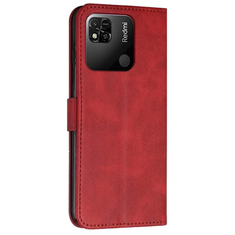 Para Xiaomi Redmi 10a/poco C31/Redmi 9C/9C NFC Cantce PU Caja Protectora de Cuero Función de Folio Cubierta a Prueba de Choque Con Correa - Rojo
