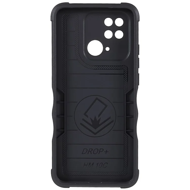For Xiaomi Redmi 10C 4G Hard PC Soft TPU Phone Case Finger Ring Holder Kickstand Protective Cover - Black