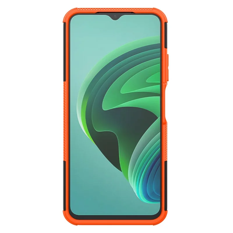 For Xiaomi Redmi Note 11E 5G / 10 5G / 10 Prime+ 5G Tire Texture Shock-Absorption Cover Kickstand Combo PC+TPU Dual Layer Design Protective Phone Case - Orange