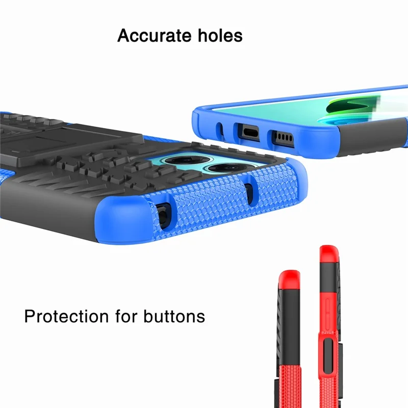 For Xiaomi Redmi Note 11E 5G / 10 5G / 10 Prime+ 5G Tire Texture Shock-Absorption Cover Kickstand Combo PC+TPU Dual Layer Design Protective Phone Case - Orange