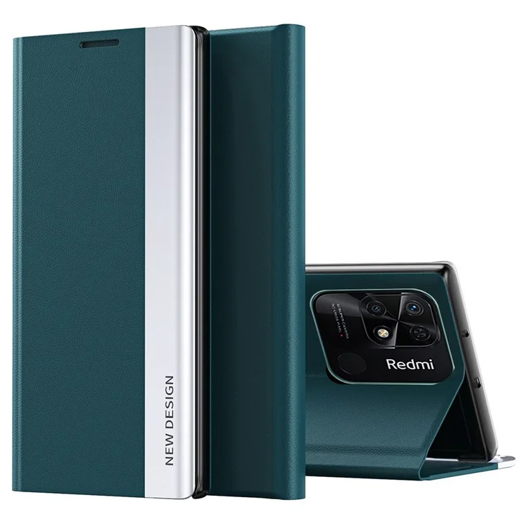 Para Xiaomi Redmi 10C Capa de Telefone de Couro PU com Revestimento Eletrolítico - Verde