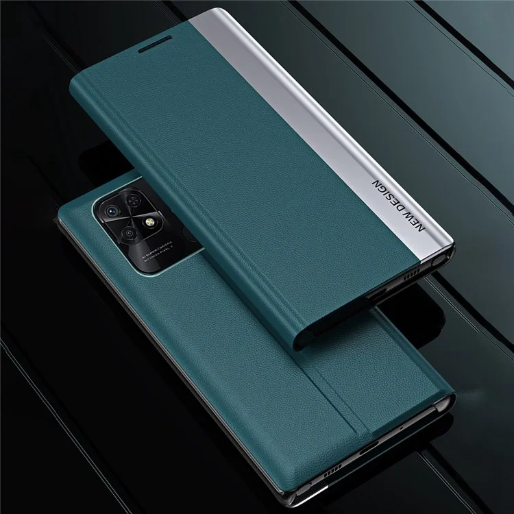 Para Xiaomi Redmi 10C Capa de Telefone de Couro PU com Revestimento Eletrolítico - Verde