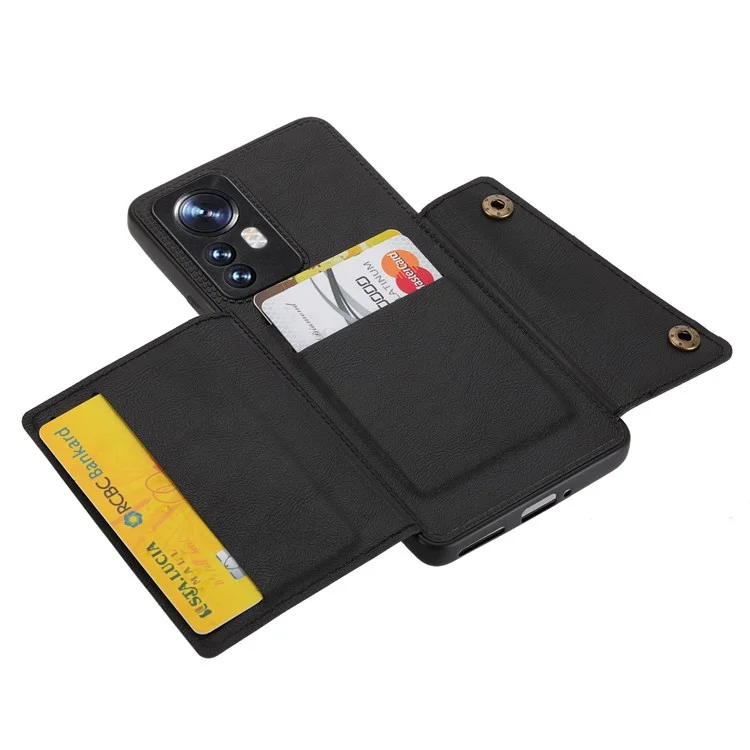 Para Xiaomi 12 Pro 5G/12S Pro 5G/12 Pro (dimensidad) 5G Ranuras de Tarjetas de Patada Resistente a Arañazos Diseño de TPU TPU Con Tpu Con Tpu Con Lámina de Metal Incorporada - Negro