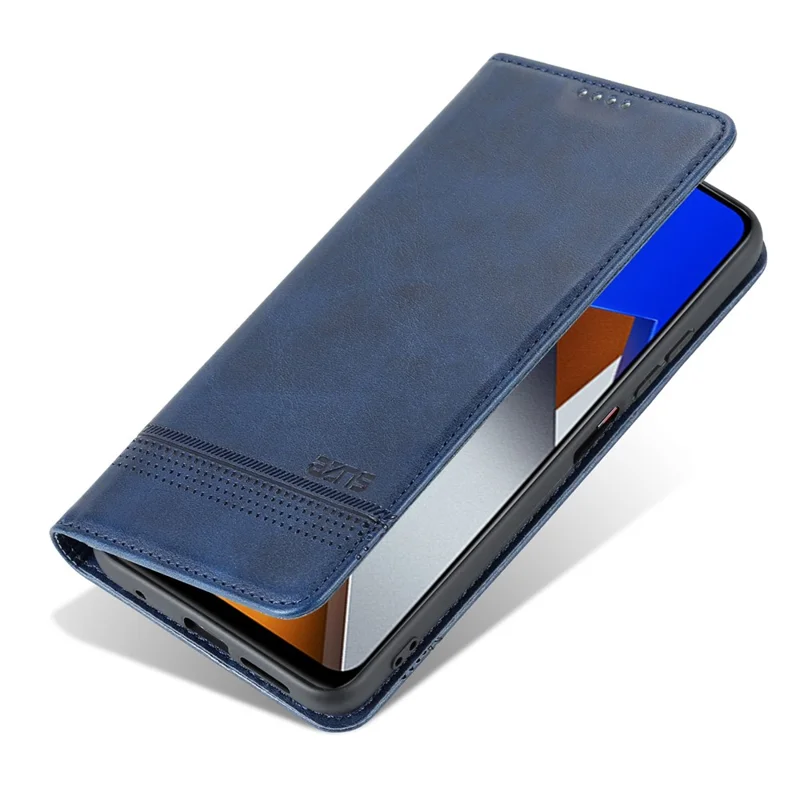 AZNS Para Xiaomi Poco M4 Pro 4G PU Couro de Couro Stand Stand Escondido de Adsorção Magnética Caixa de Carteira de Proteção Completa - Azul