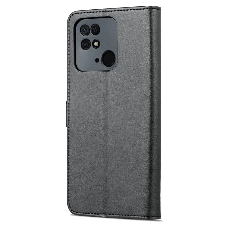 Azns Para Xiaomi Redmi 10C PU Caparo TPU TPU Slanet Stant Stant Stand Folio - Preto