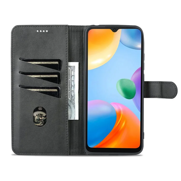 Azns Para Xiaomi Redmi 10C PU Caparo TPU TPU Slanet Stant Stant Stand Folio - Preto