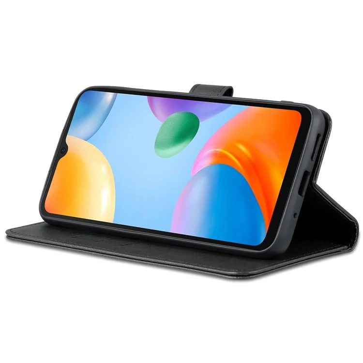 Azns Para Xiaomi Redmi 10C PU Caparo TPU TPU Slanet Stant Stant Stand Folio - Preto