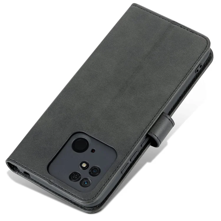 Azns Para Xiaomi Redmi 10C PU Caparo TPU TPU Slanet Stant Stant Stand Folio - Preto