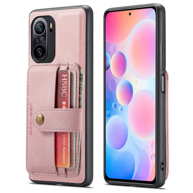 Jeehood For Xiaomi Redmi K40/K40 Pro/Mi 11i/Poco F3 Anti-arranhão Caixa Caixa de Choque à Prova de Choque Tampa do Telefone RFID Protetor de Suporte Suporte - Rosa