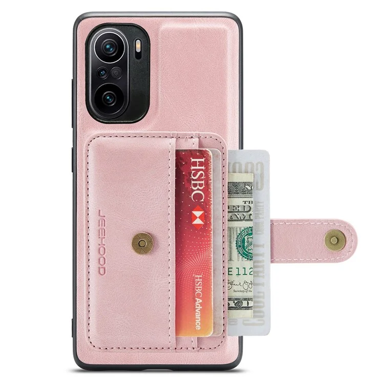 Jeehood For Xiaomi Redmi K40/K40 Pro/Mi 11i/Poco F3 Anti-arranhão Caixa Caixa de Choque à Prova de Choque Tampa do Telefone RFID Protetor de Suporte Suporte - Rosa
