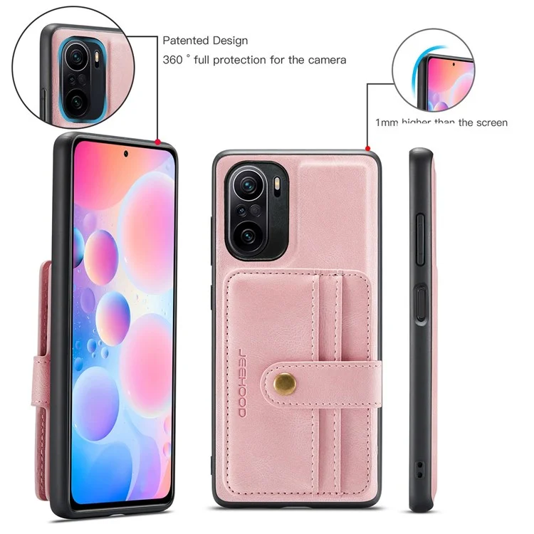 Jeehood For Xiaomi Redmi K40/K40 Pro/Mi 11i/Poco F3 Anti-arranhão Caixa Caixa de Choque à Prova de Choque Tampa do Telefone RFID Protetor de Suporte Suporte - Rosa