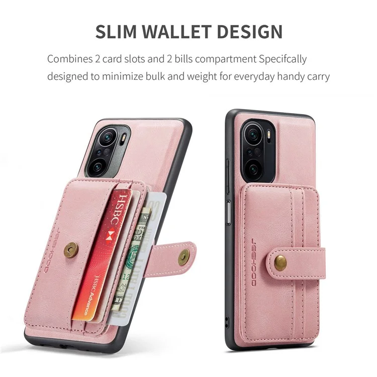 Jeehood For Xiaomi Redmi K40/K40 Pro/Mi 11i/Poco F3 Anti-arranhão Caixa Caixa de Choque à Prova de Choque Tampa do Telefone RFID Protetor de Suporte Suporte - Rosa