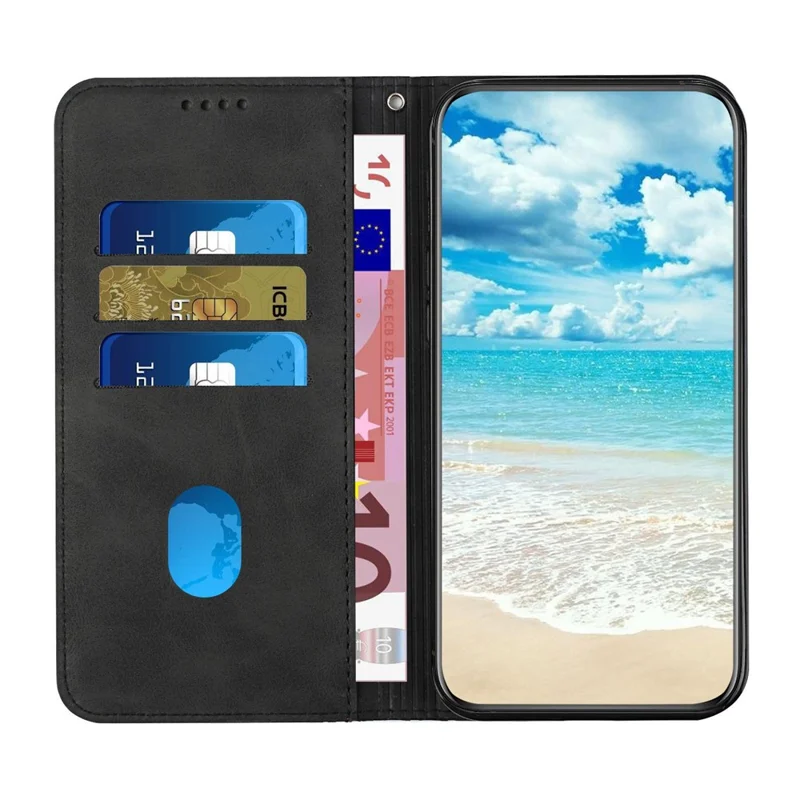 Phone Case for Xiaomi Redmi 10A/Poco C31/Redmi 9C/9C NFC, Magnetic Auto-absorbed PU Leather Rhombus Pattern Imprinted Protector with Stand and Wallet - Black