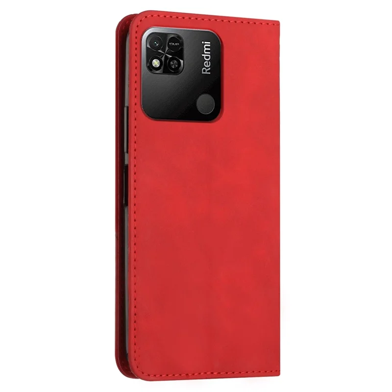 Étui du Téléphone Pour Xiaomi Redmi 10a / Poco C31 / Redmi 9c / 9c NFC, Modèle Magnétique Auto-auto-absorbed PU Cuir Rhombus Protecteur Imprimé Avec Support et Portefeuille - Rouge