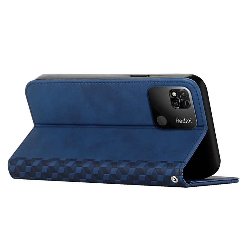 Étui du Téléphone Pour Xiaomi Redmi 10a / Poco C31 / Redmi 9c / 9c NFC, Modèle Magnétique Auto-auto-absorbed PU Cuir Rhombus Protecteur Imprimé Avec Support et Portefeuille - Saphir