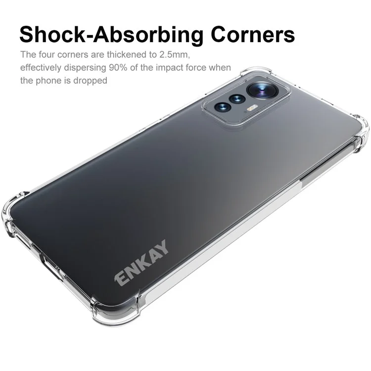 ENKAY HAT PRINCE For Xiaomi 12 Lite Thickened Corners Clear Anti-collision TPU Cover Phone Protective Case with Anti-slip Strip Edge