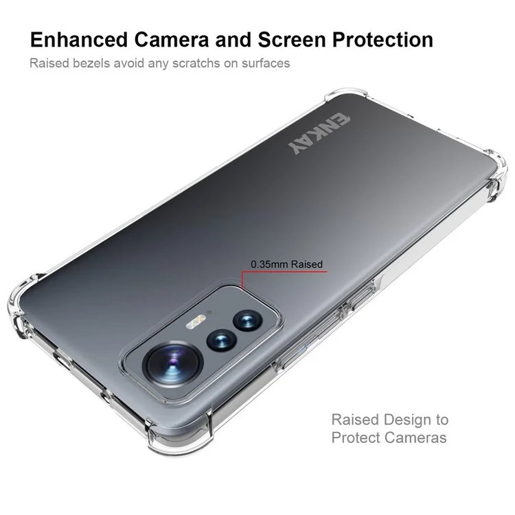 Enkay Hat Prince Para Xiaomi 12 Cinconas en Espesas Lite Clear Anti-collision TPU Telepinte de Protección de Teléfono Con Borde Antideslizante