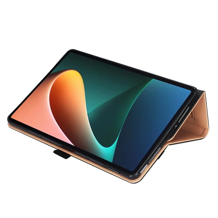 Para Xiaomi Pad 5/Pad 5 Pro Estilo de Negócios Capa de Couro de PU para Tablet Desenho de Alça de Mão Capa Protetora com Slots para Cartões e Suporte - Preto