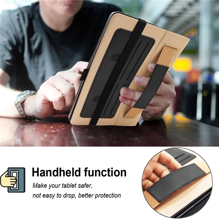Para Xiaomi Pad 5/Pad 5 Pro Estilo de Negócios Capa de Couro de PU para Tablet Desenho de Alça de Mão Capa Protetora com Slots para Cartões e Suporte - Preto