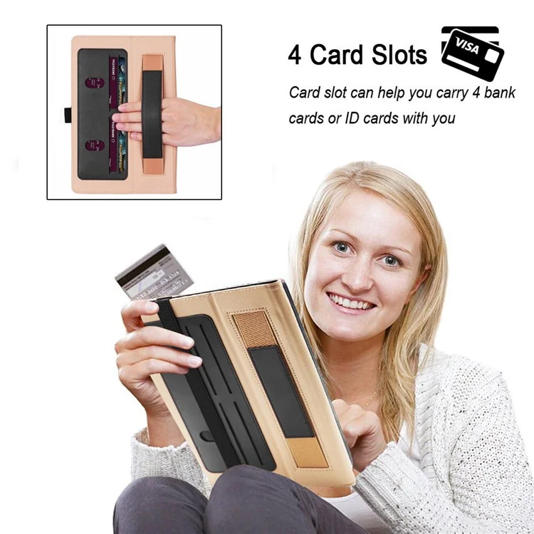 Para Xiaomi Pad 5/Pad 5 Pro Estilo de Negócios Capa de Couro de PU para Tablet Desenho de Alça de Mão Capa Protetora com Slots para Cartões e Suporte - Preto