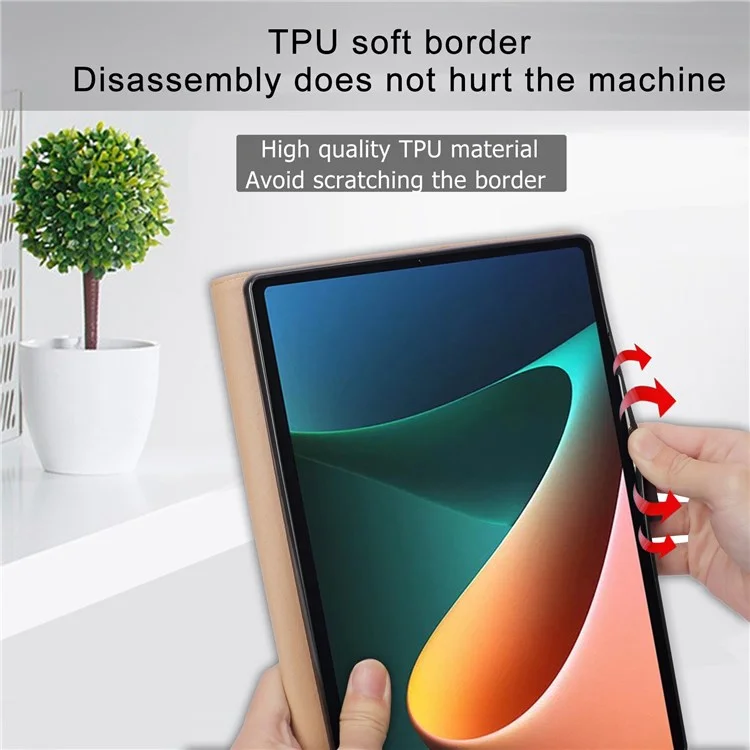 Para Xiaomi Pad 5/Pad 5 Pro Estilo de Negócios Capa de Couro de PU para Tablet Desenho de Alça de Mão Capa Protetora com Slots para Cartões e Suporte - Preto
