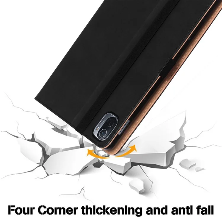Para Xiaomi Pad 5/Pad 5 Pro Estilo de Negócios Capa de Couro de PU para Tablet Desenho de Alça de Mão Capa Protetora com Slots para Cartões e Suporte - Preto