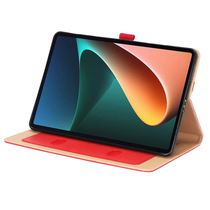 For Xiaomi Pad 5/Pad 5 Pro Business Style PU Leather Tablet Case Hand Strap Design Protective Cover with Card Slots Stand - Red