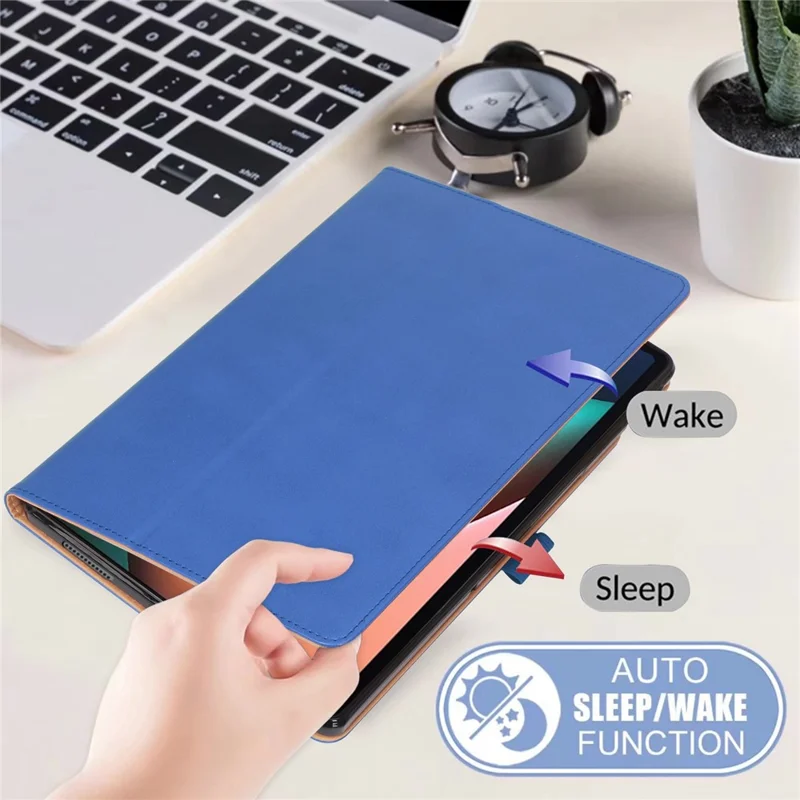 For Xiaomi Pad 5/Pad 5 Pro Business Style PU Leather Tablet Case Hand Strap Design Protective Cover with Card Slots Stand - Blue