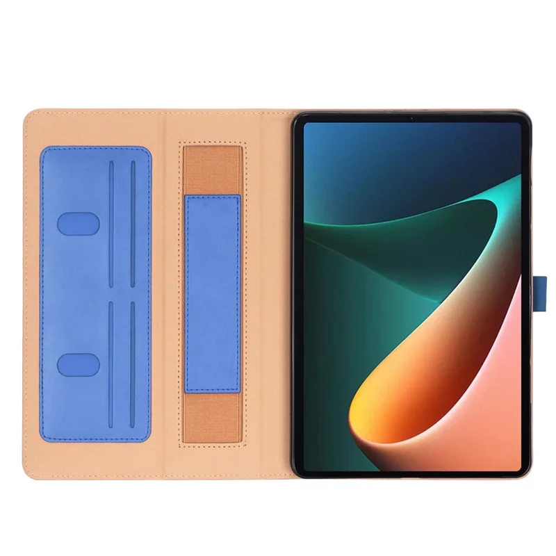For Xiaomi Pad 5/Pad 5 Pro Business Style PU Leather Tablet Case Hand Strap Design Protective Cover with Card Slots Stand - Blue