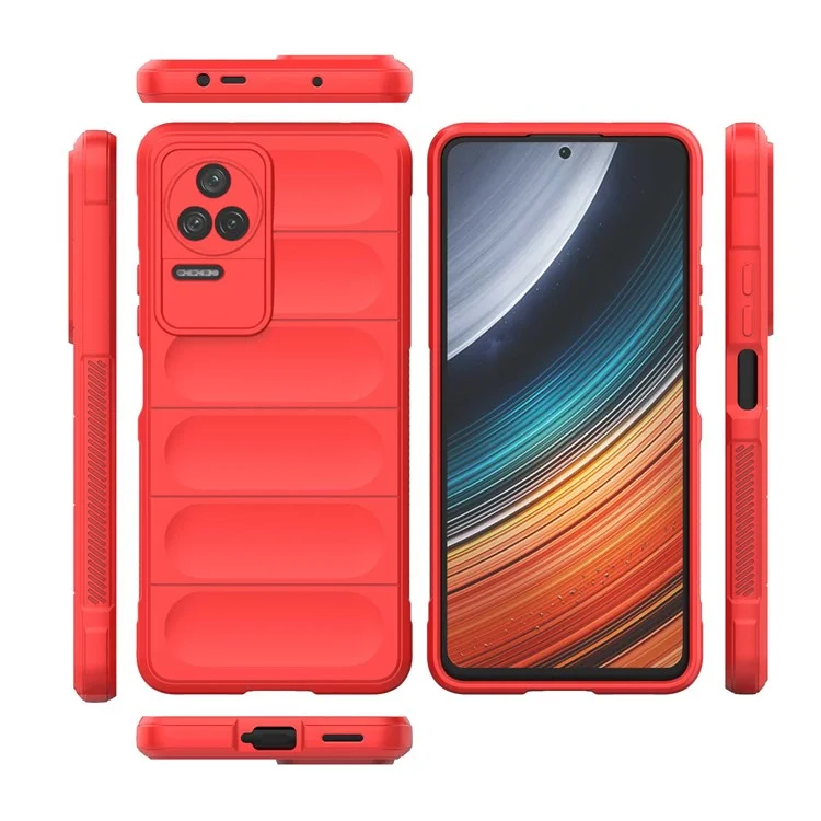 Per Xiaomi Poco F4 5G / Redmi K40S 5G TPU Phone Protector Case, Custodia Resistente agli Urti Guscio Posteriore Robusto - Rosso