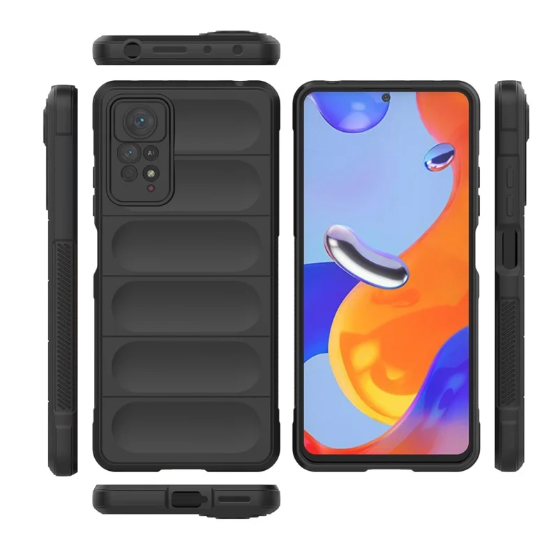 Para Xiaomi Redmi Note 12 Pro 4G / 11 Pro 4G (MediaTek) / Note 11 Pro 5G (Qualcomm) Capa Protetora de TPU para Celular Anti-queda Reforçada - Preta