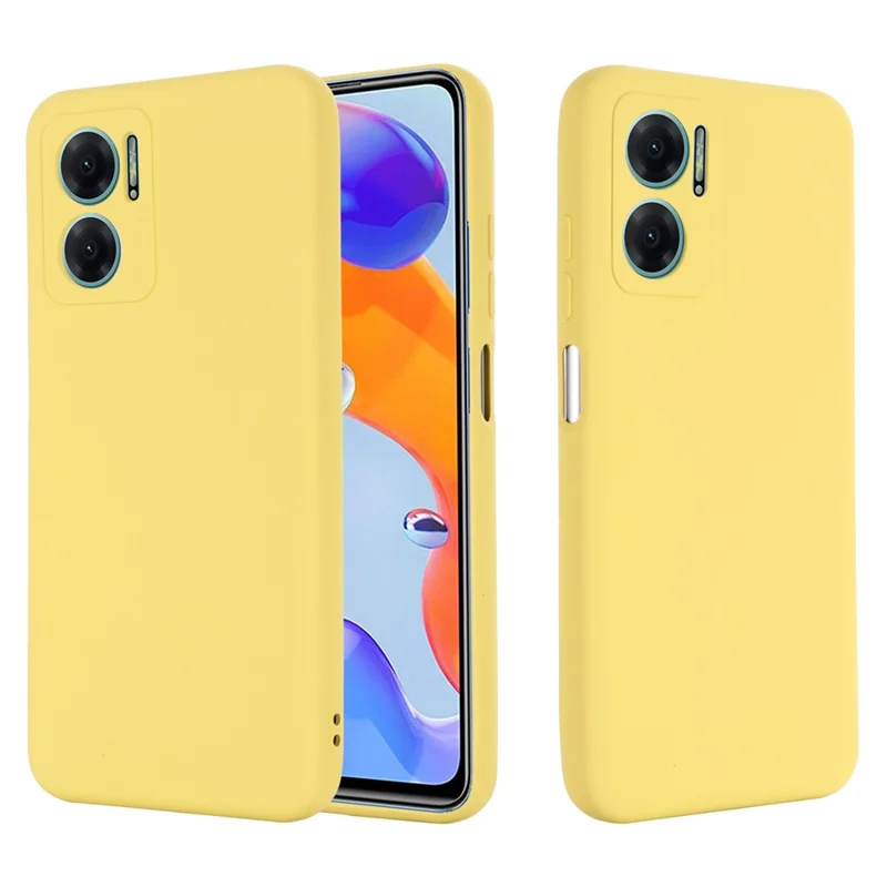 For Xiaomi Redmi 10 5G / Redmi 10 Prime+ 5G / Redmi Note 11E 5G Liquid Silicone Case Soft Microfiber Lining Anti-dirt Protective Shell with Strap - Yellow