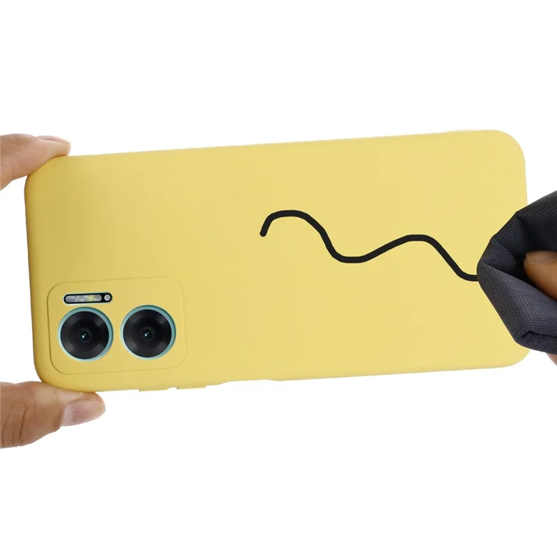 For Xiaomi Redmi 10 5G / Redmi 10 Prime+ 5G / Redmi Note 11E 5G Liquid Silicone Case Soft Microfiber Lining Anti-dirt Protective Shell with Strap - Yellow