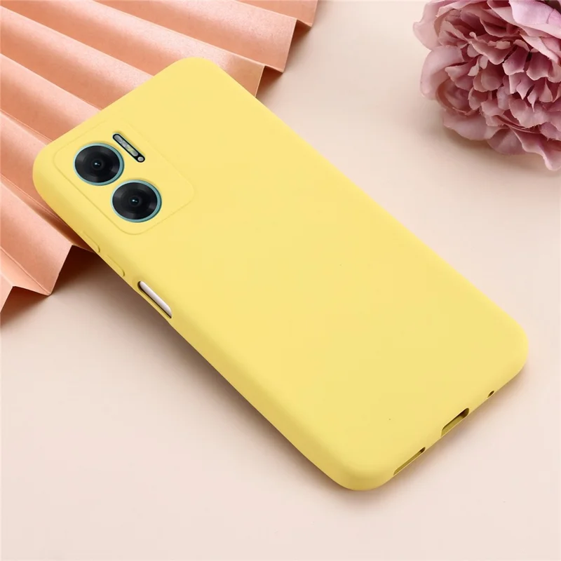 For Xiaomi Redmi 10 5G / Redmi 10 Prime+ 5G / Redmi Note 11E 5G Liquid Silicone Case Soft Microfiber Lining Anti-dirt Protective Shell with Strap - Yellow