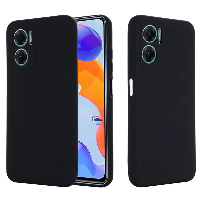 For Xiaomi Redmi 10 5G / Redmi 10 Prime+ 5G / Redmi Note 11E 5G Liquid Silicone Case Soft Microfiber Lining Anti-dirt Protective Shell with Strap - Black