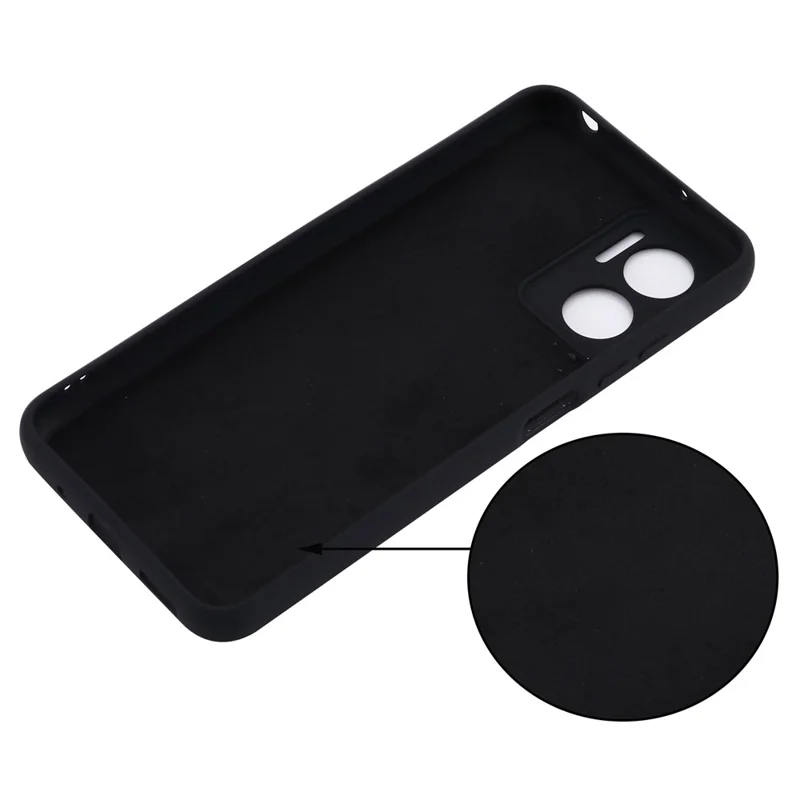 For Xiaomi Redmi 10 5G / Redmi 10 Prime+ 5G / Redmi Note 11E 5G Liquid Silicone Case Soft Microfiber Lining Anti-dirt Protective Shell with Strap - Black