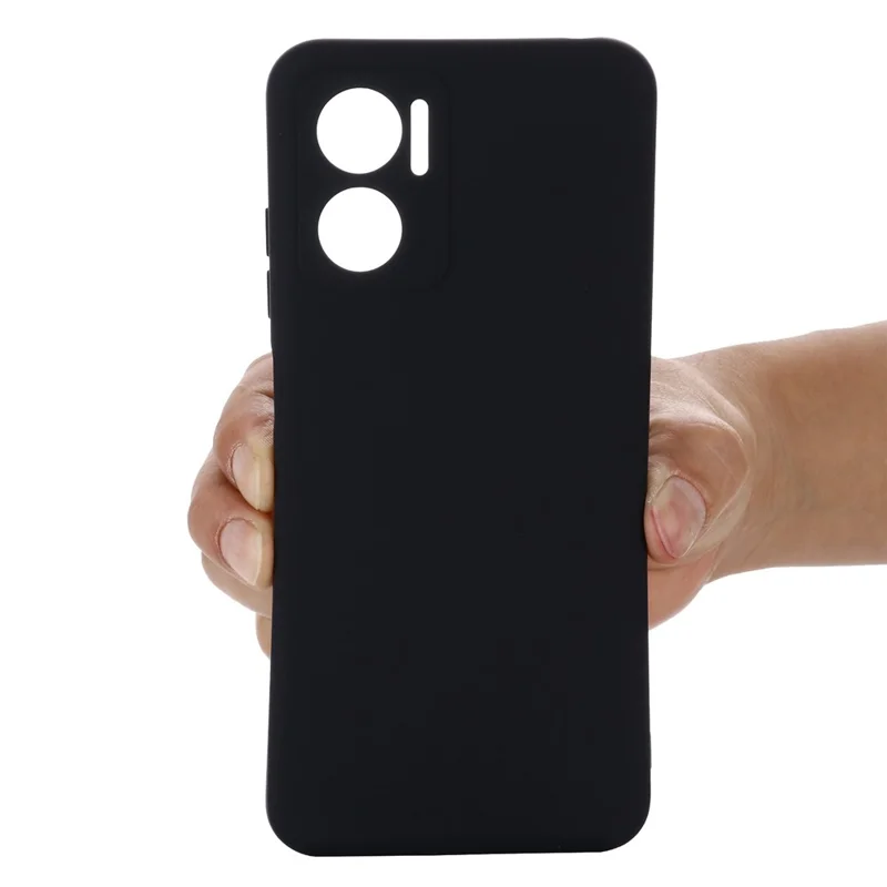 For Xiaomi Redmi 10 5G / Redmi 10 Prime+ 5G / Redmi Note 11E 5G Liquid Silicone Case Soft Microfiber Lining Anti-dirt Protective Shell with Strap - Black