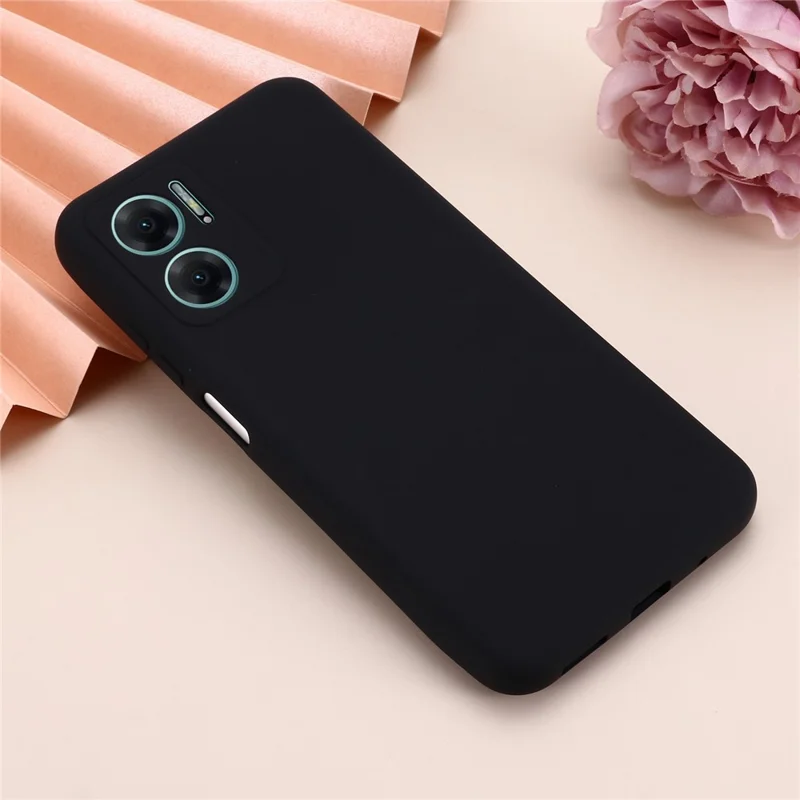 For Xiaomi Redmi 10 5G / Redmi 10 Prime+ 5G / Redmi Note 11E 5G Liquid Silicone Case Soft Microfiber Lining Anti-dirt Protective Shell with Strap - Black