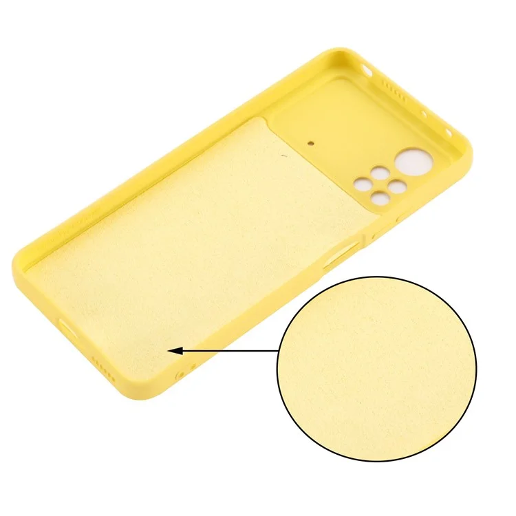 Para Xiaomi Poco X4 Pro 5G Strap Anti-fall Slim Liquid Silicona Case de Microfibra Suave Protector de Revestimiento - Amarillo