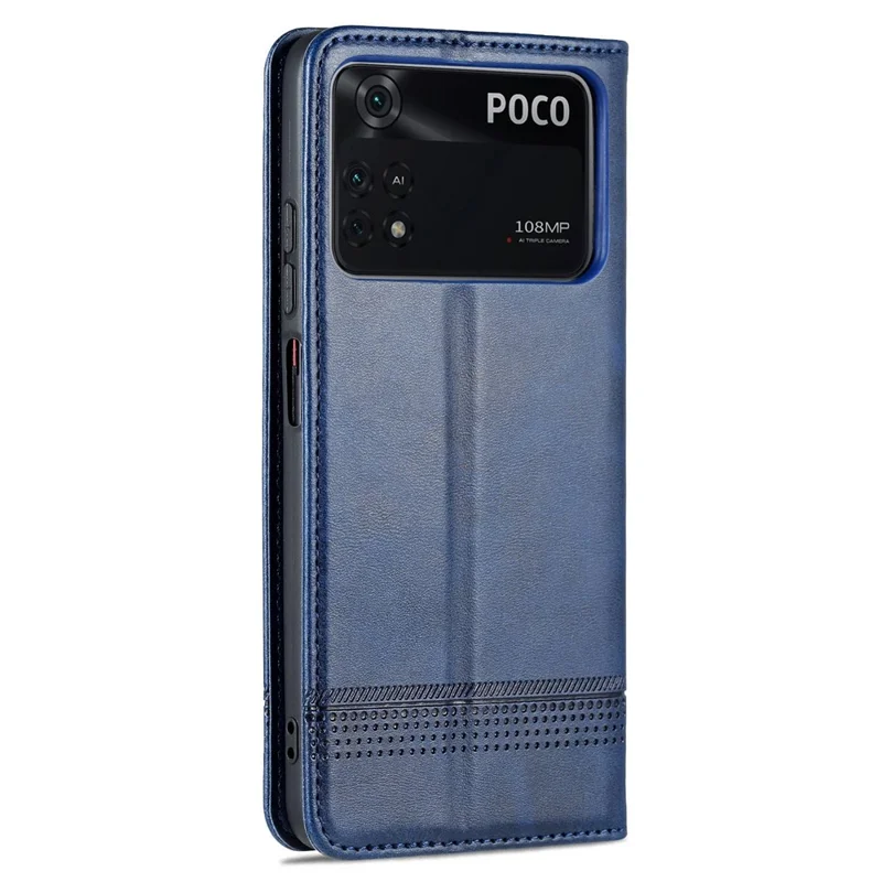 AZNS For Xiaomi Poco X4 Pro 5G PU Leather Magnetic Auto Closure Phone Case Full Protection Wallet Stand Flip Cover - Blue