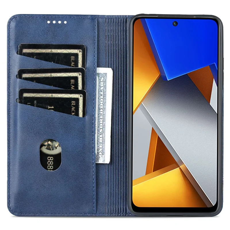 AZNS For Xiaomi Poco X4 Pro 5G PU Leather Magnetic Auto Closure Phone Case Full Protection Wallet Stand Flip Cover - Blue