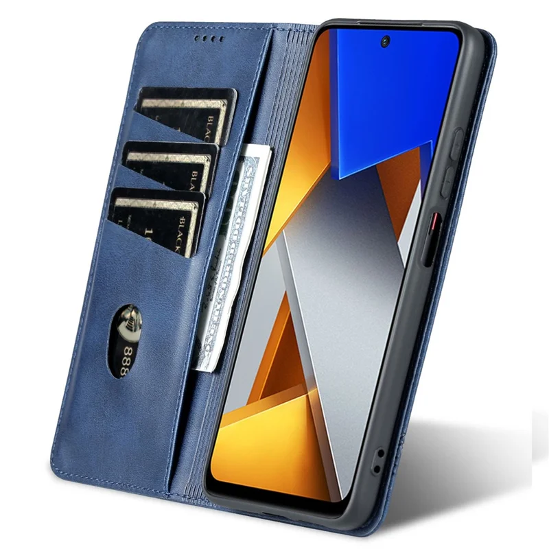 AZNS For Xiaomi Poco X4 Pro 5G PU Leather Magnetic Auto Closure Phone Case Full Protection Wallet Stand Flip Cover - Blue