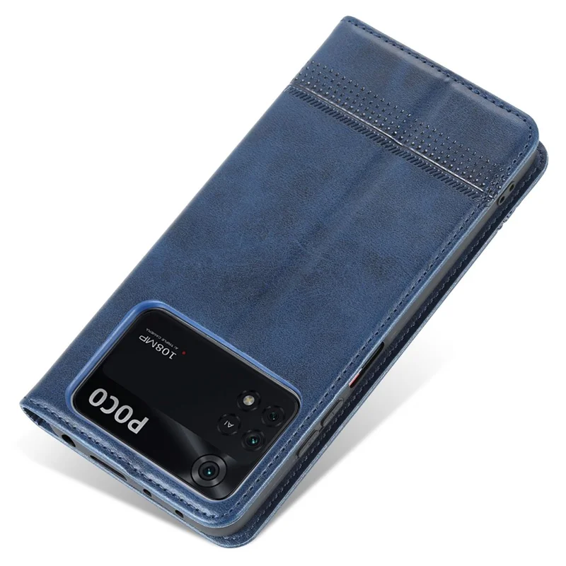 AZNS For Xiaomi Poco X4 Pro 5G PU Leather Magnetic Auto Closure Phone Case Full Protection Wallet Stand Flip Cover - Blue