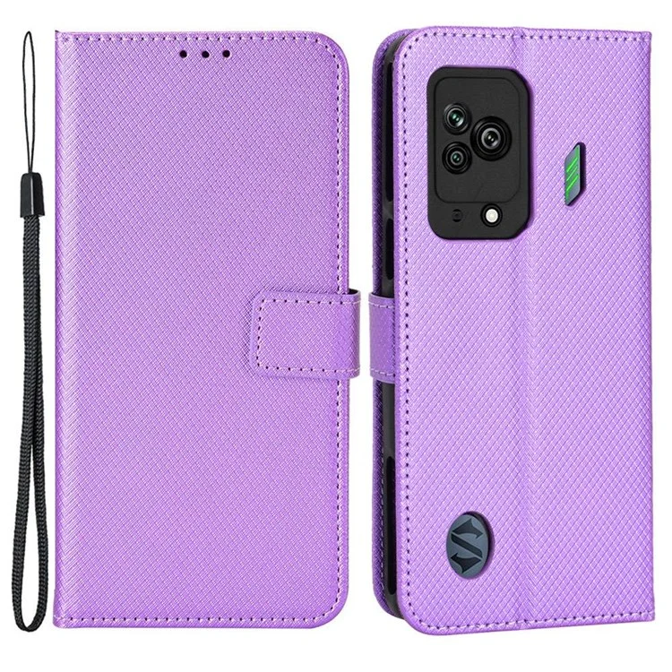 Для Xiaomi Black Shark 5 Diamond Texture Book Style Stand PU - Пурпурный
