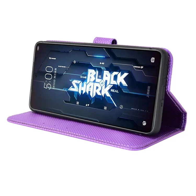 Для Xiaomi Black Shark 5 Diamond Texture Book Style Stand PU - Пурпурный